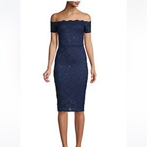 Quiz Scallop-Trimmed Navy Sheath Dress size 2